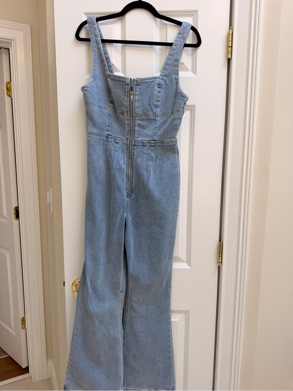 Lulu’s denim One-Piece Jumpsuit with Front Zip